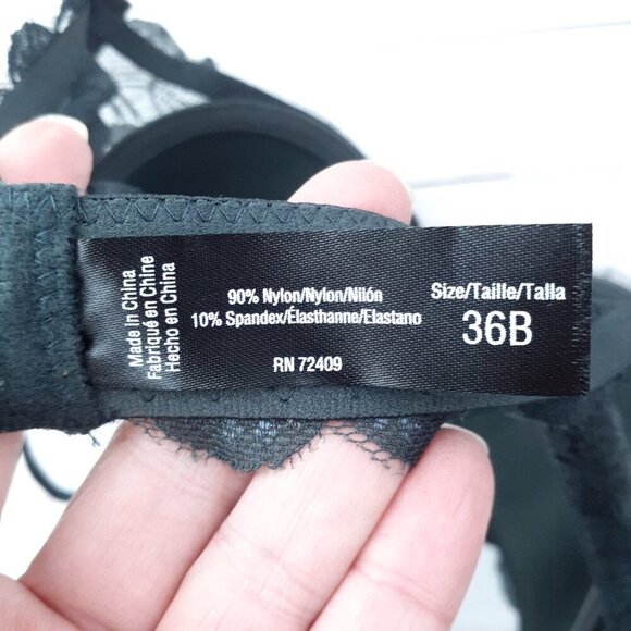 Rene Rofe Womens Underwire Bra 36B Light Padded Dark Gray Lace 96A - Picture 4 of 4